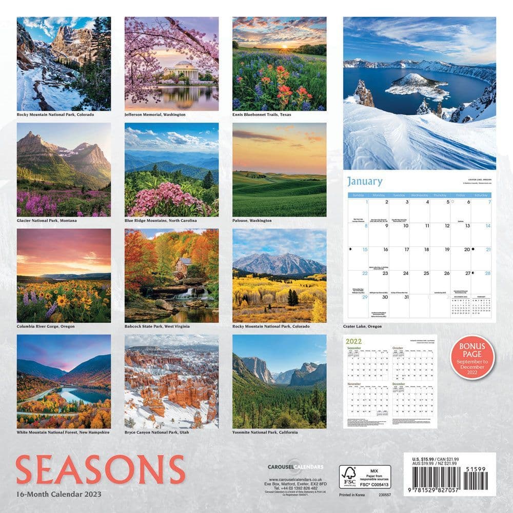 2023 Calendar Seasons Seasons 2023 Wall Calendar Calendars Com