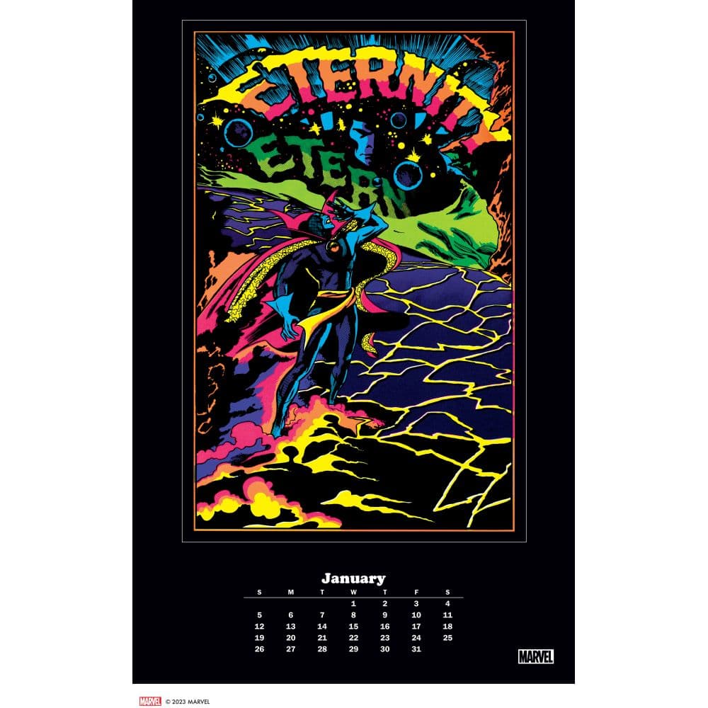 Marvel Classic Black Light Poster 2025 Wall Calendar First Alternate Image