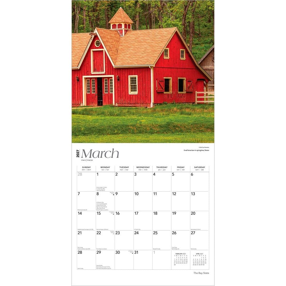 Bay State Massachusetts 2027 Wall Calendar Second Alternate Image