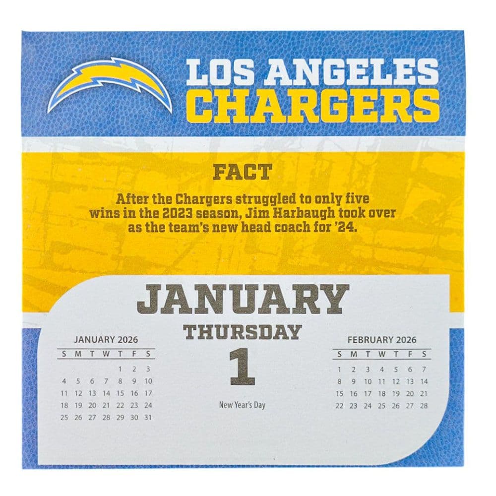 NFL Los Angeles Chargers 2026 Desk Calendar Second Alternate Image