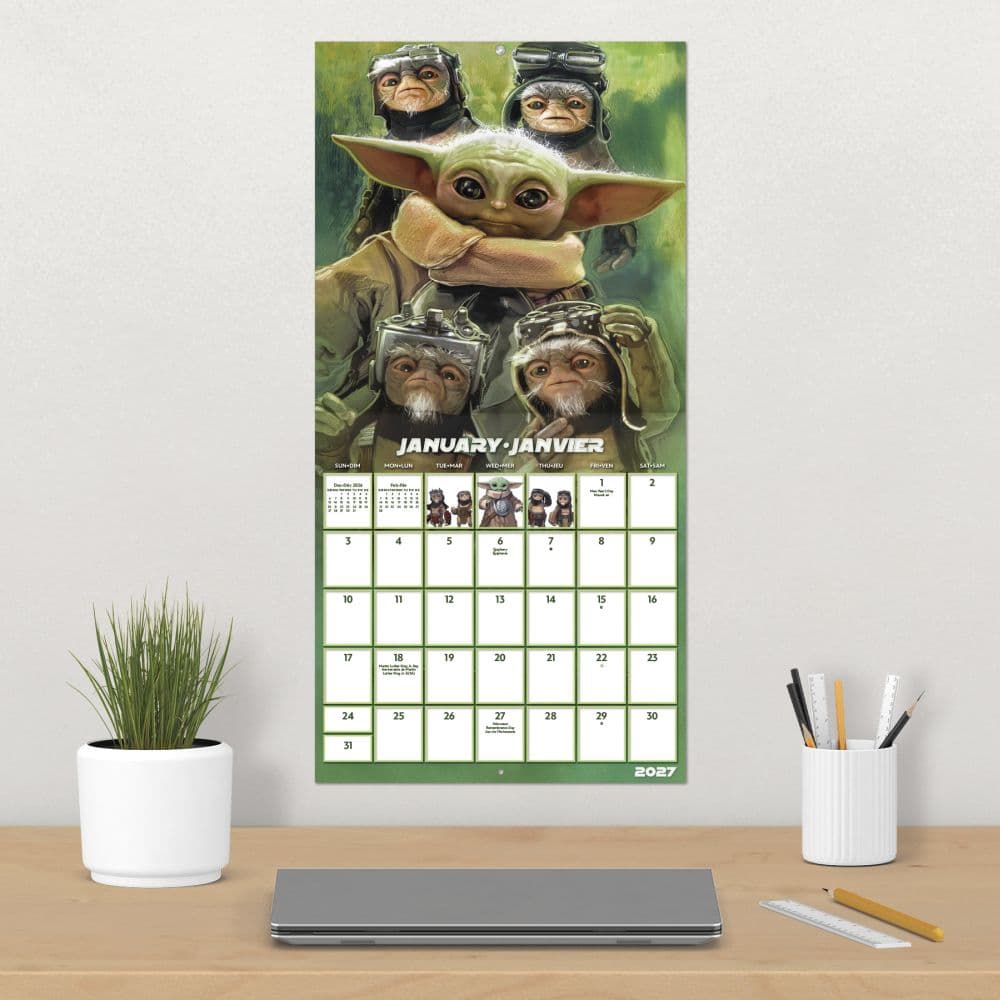 Star Wars The Mandalorian and Grogu Bilingual French 2027 Wall Calendar Fourth Alternate Image