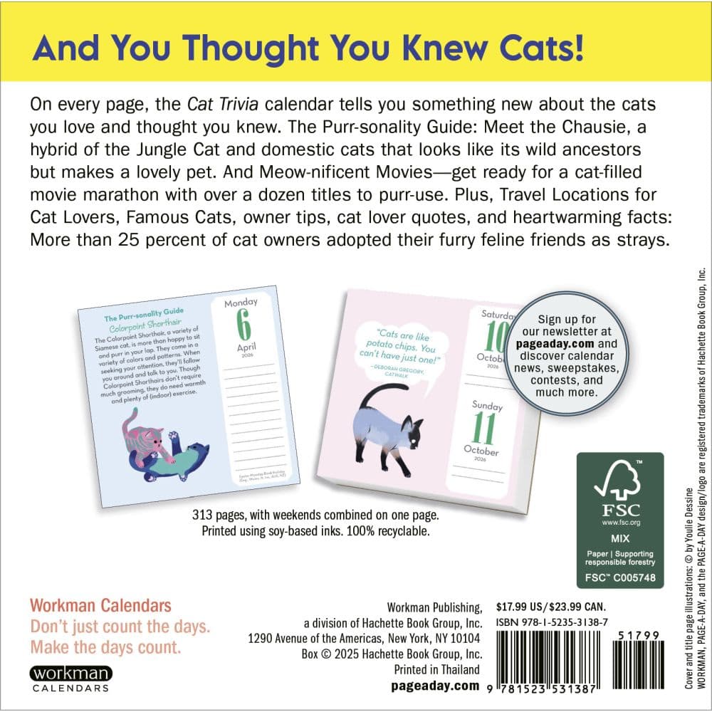 Cat Trivia 2026 Desk Calendar First Alternate Image