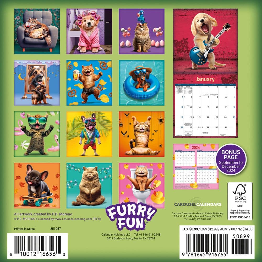 Furry Fun Moreno 2025 Mini Wall Calendar First Alternate Image width="1000" height="1000"