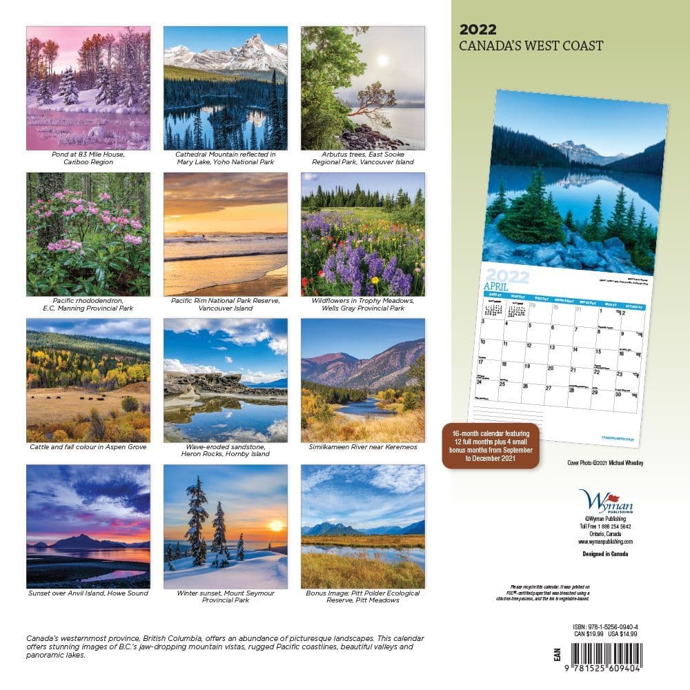 Pitt Calendar 2022 Canada West Coast 2022 Wall Calendar - Calendars.com