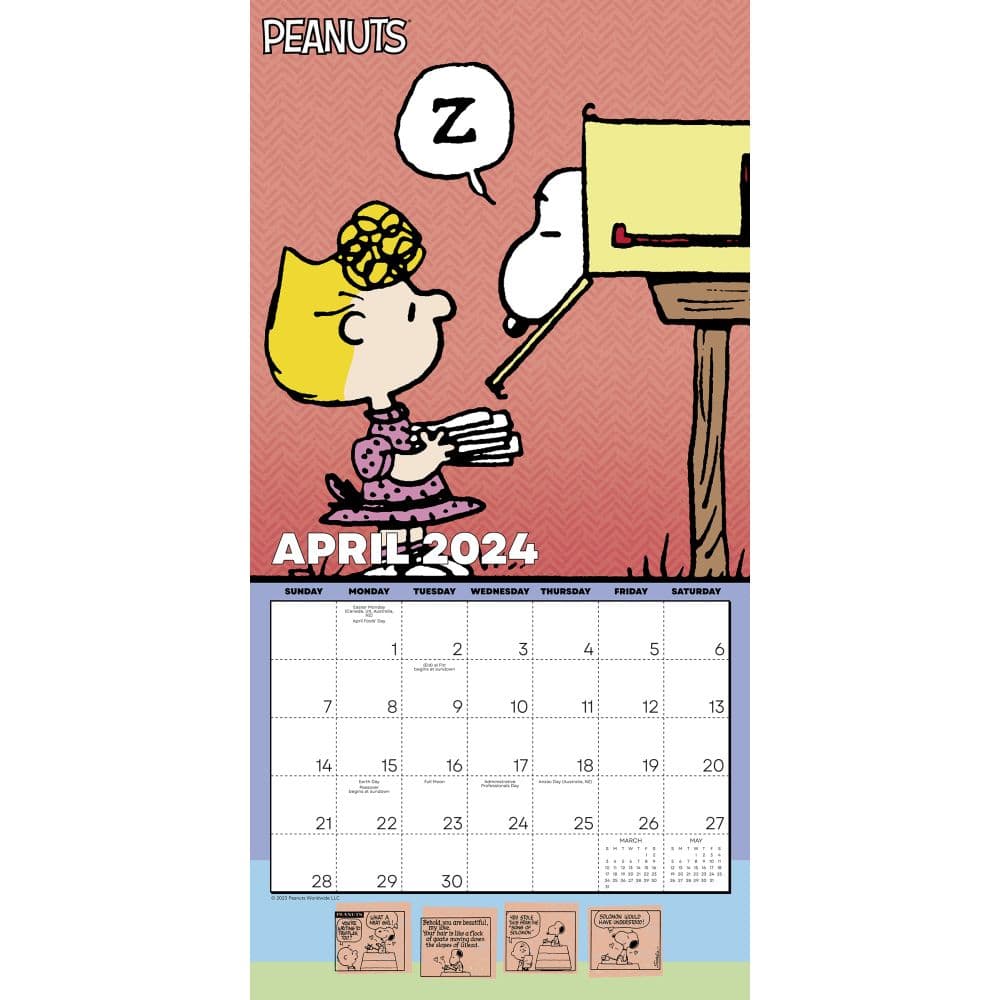 Peanuts 16 Month 2024 Wall Calendar April