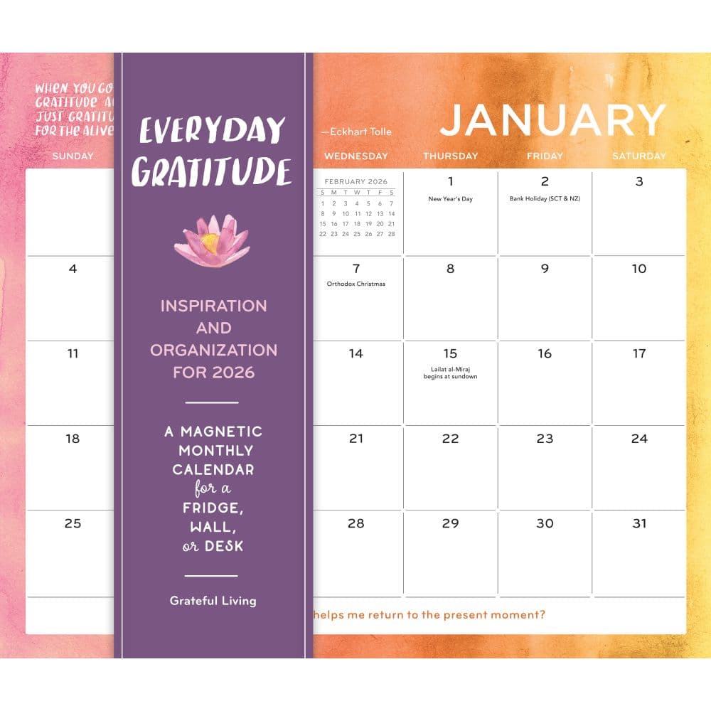 Everyday Gratitude Magnetic 2026 Wall Calendar Main Image