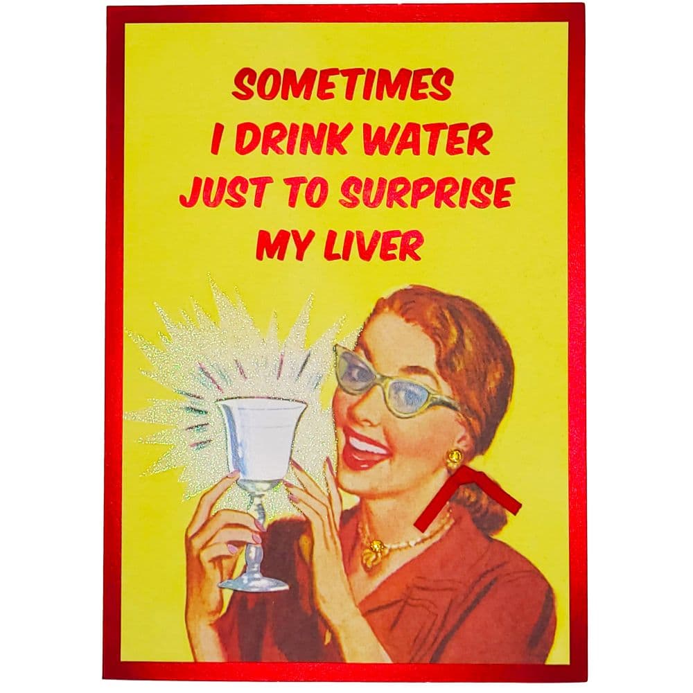 Vintage Woman with Glass of Water Friendship Card First Alternate Image width=&quot;1000&quot; height=&quot;1000&quot;