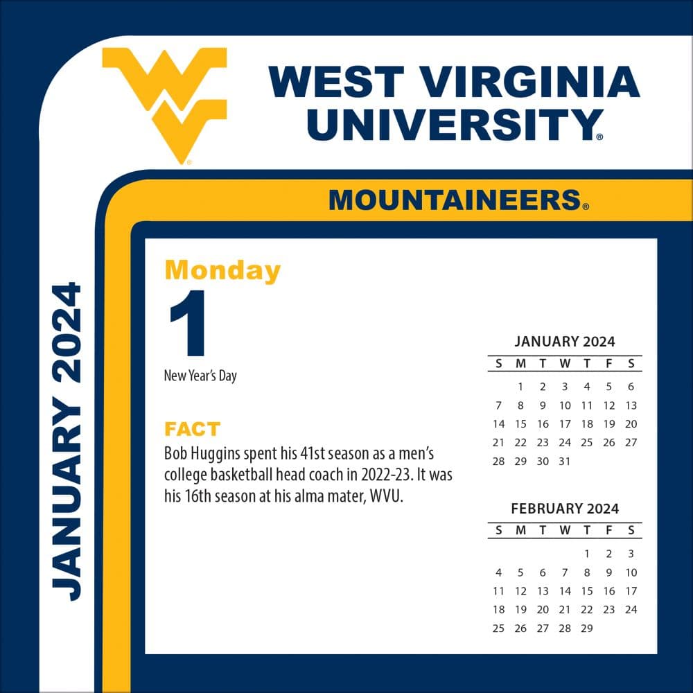 COL West Virginia Mountaineers 2024 Desk Calendar Second Alternate Image width=&quot;1000&quot; height=&quot;1000&quot;
