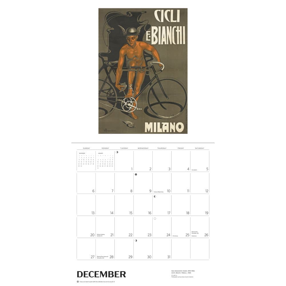 Bicycles Vintage Posters 2026 Wall Calendar Fifth Alternate Image