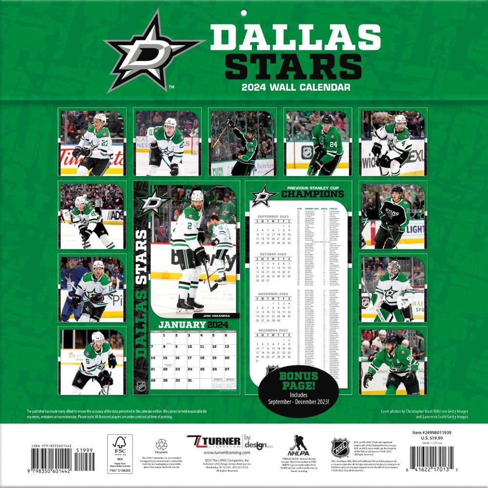 Dallas Stars 2024 Wall Calendar