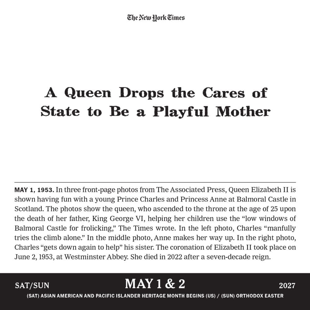 New York Times Headlines in History 2027 Page-A-Day Desk Calendar Fourth Alternate Image