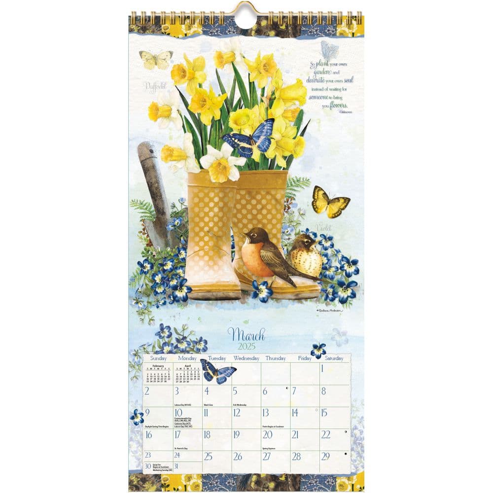 Garden Botanicals 2025 Vertical Wall Calendar by Barbara Anderson