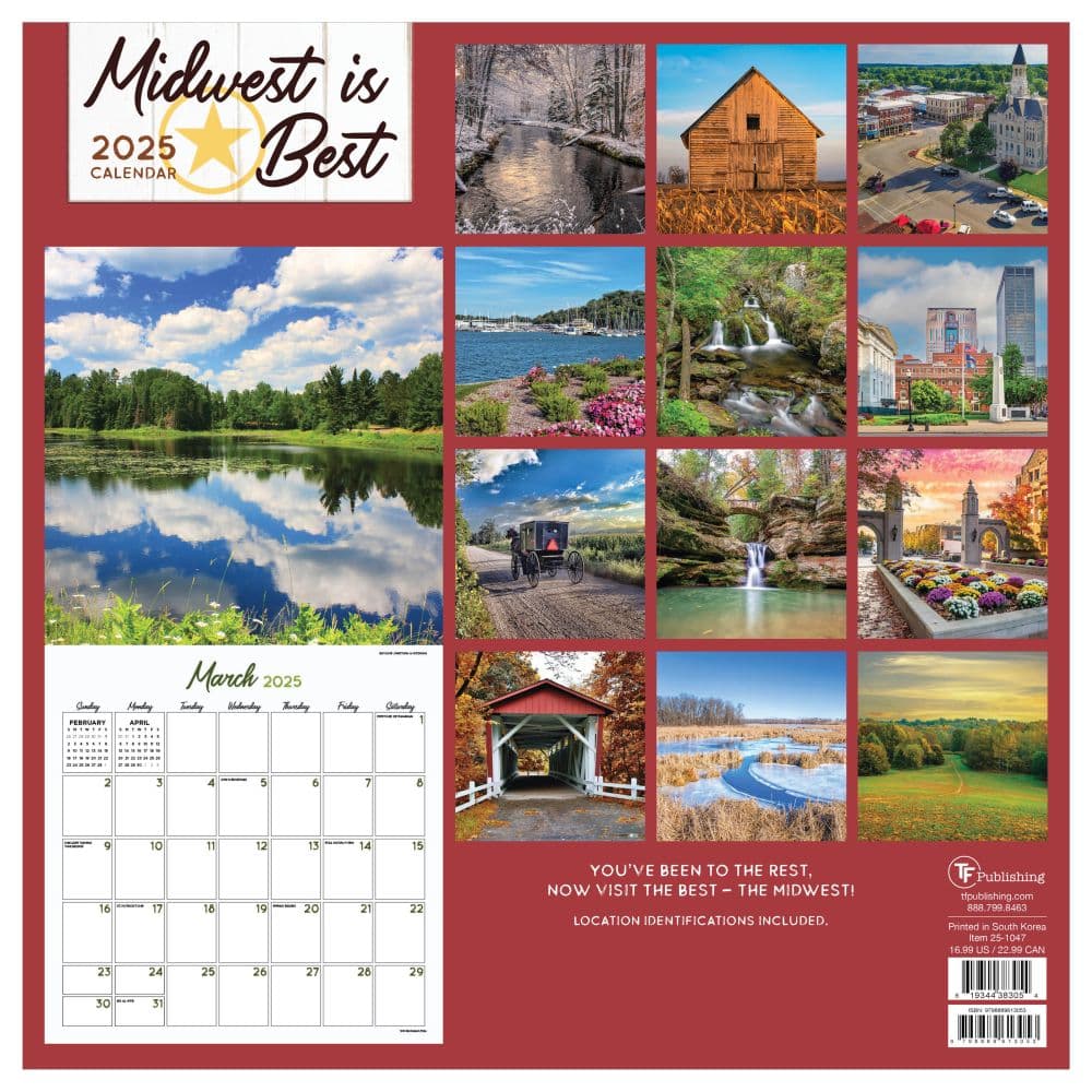 Midwest Is Best 2025 Wall Calendar Back cober