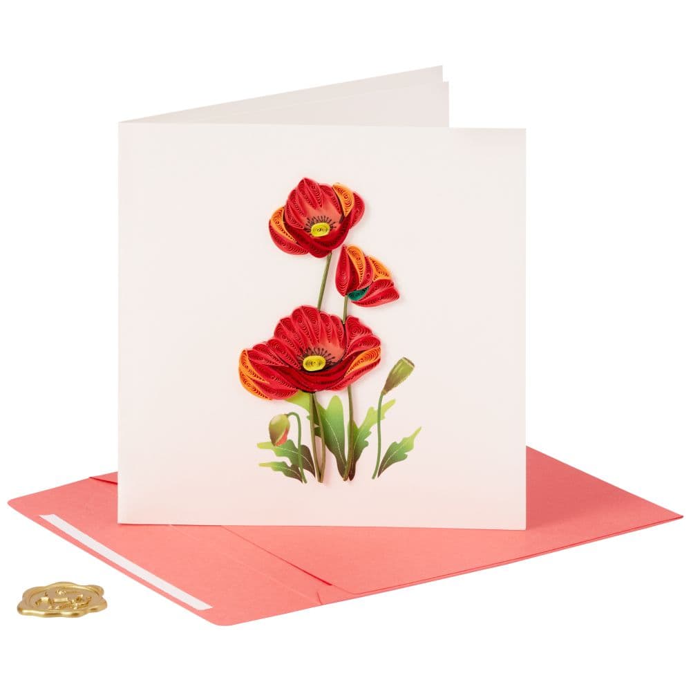 Poppies Red Quilling Blank Card Seventh Alternate Image width=&quot;1000&quot; height=&quot;1000&quot;