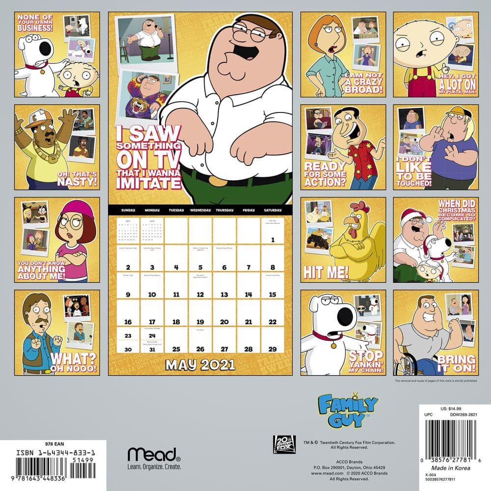 Calendarios 2023 Para Imprimir Marzotto Family Guy Cast Quagmire IMAGESEE
