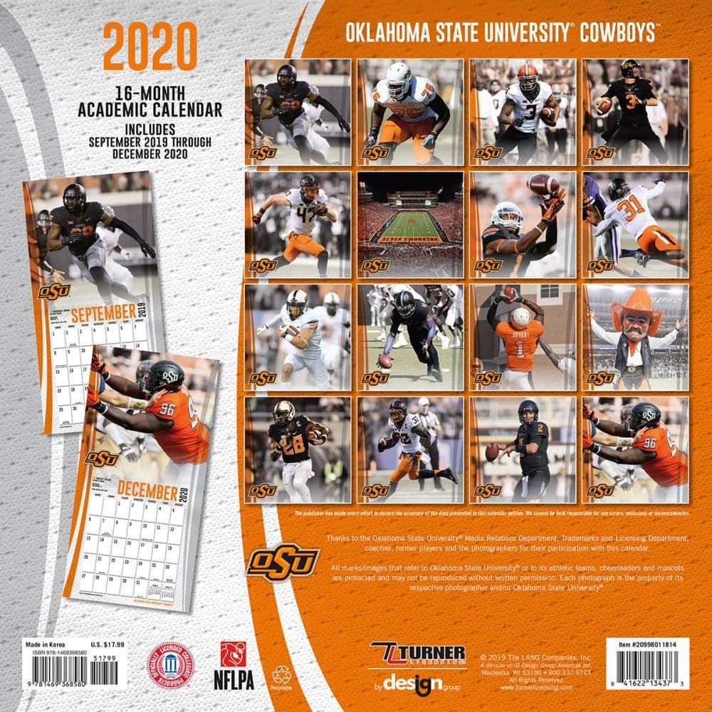 Oklahoma State Cowboys Wall Calendar