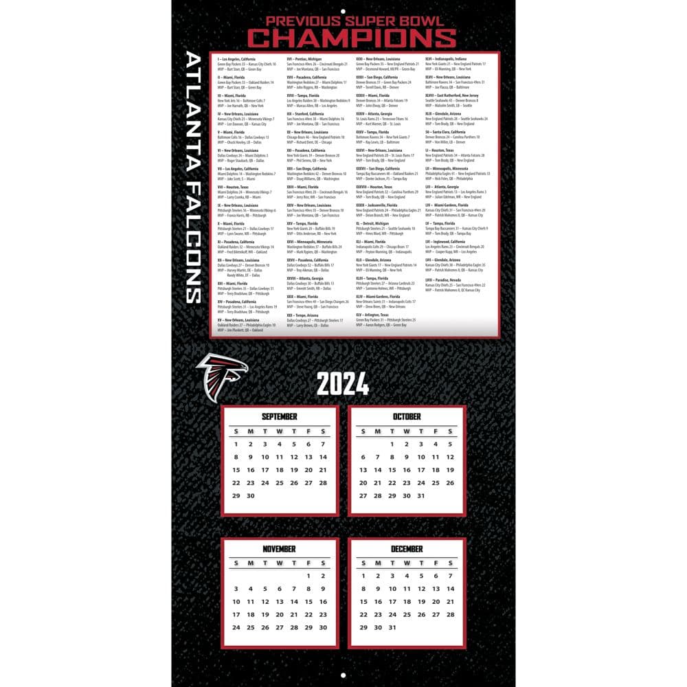 NFL Atlanta Falcons 2025 Wall Calendar Second Alternate Image