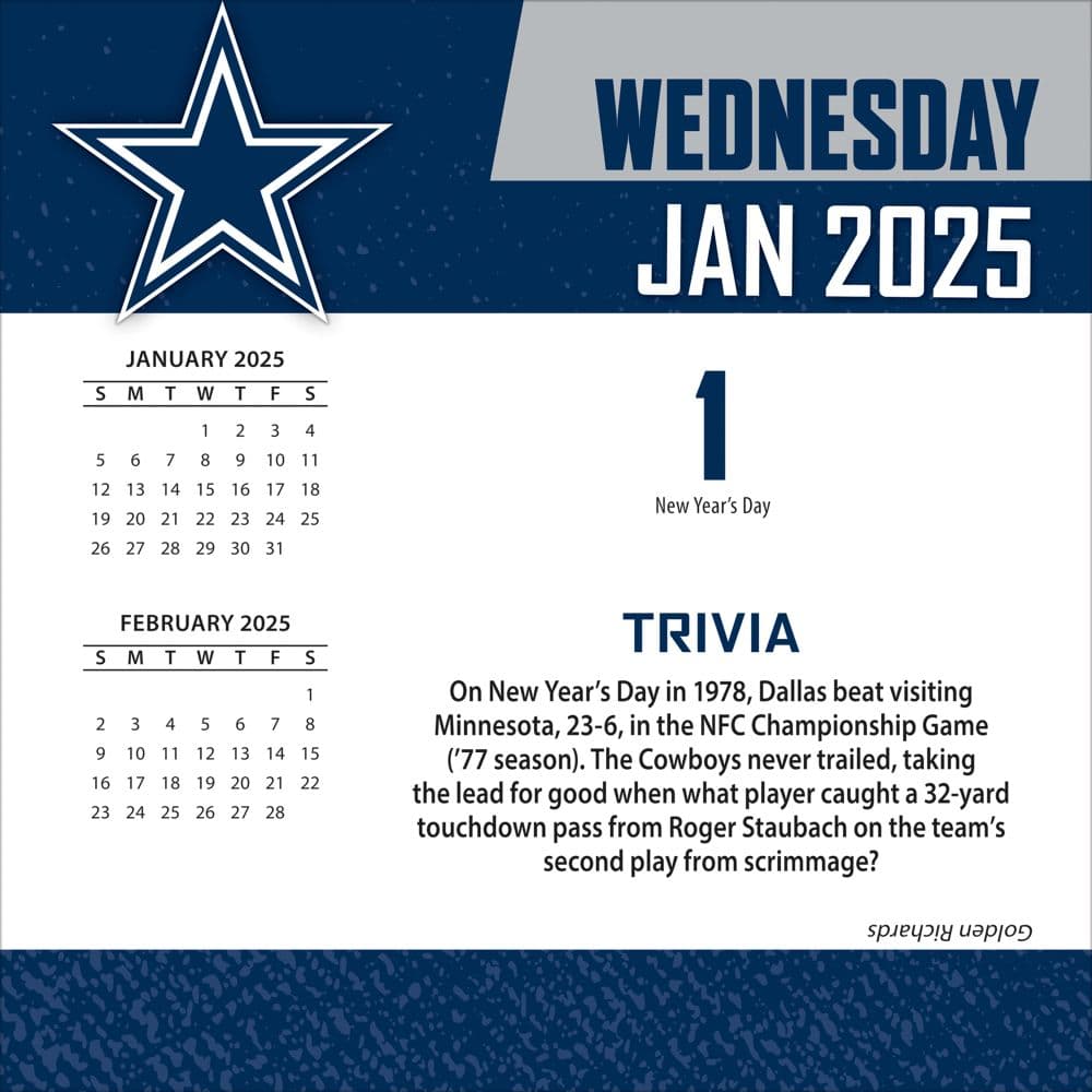 NFL Dallas Cowboys 2025 Desk Calendar First Alternate Image