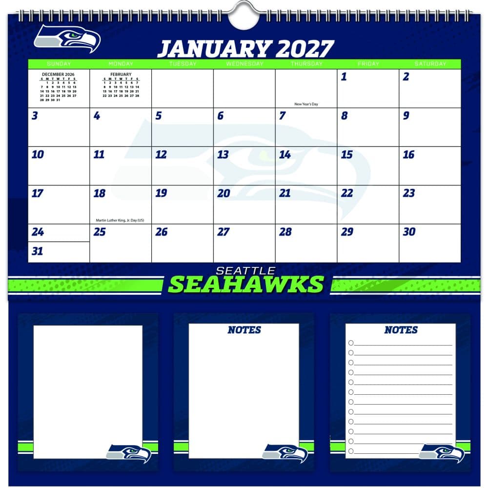 image NFL Seattle Seahawks 2027 Memomate Spiral Wall Calendar Main Product Image