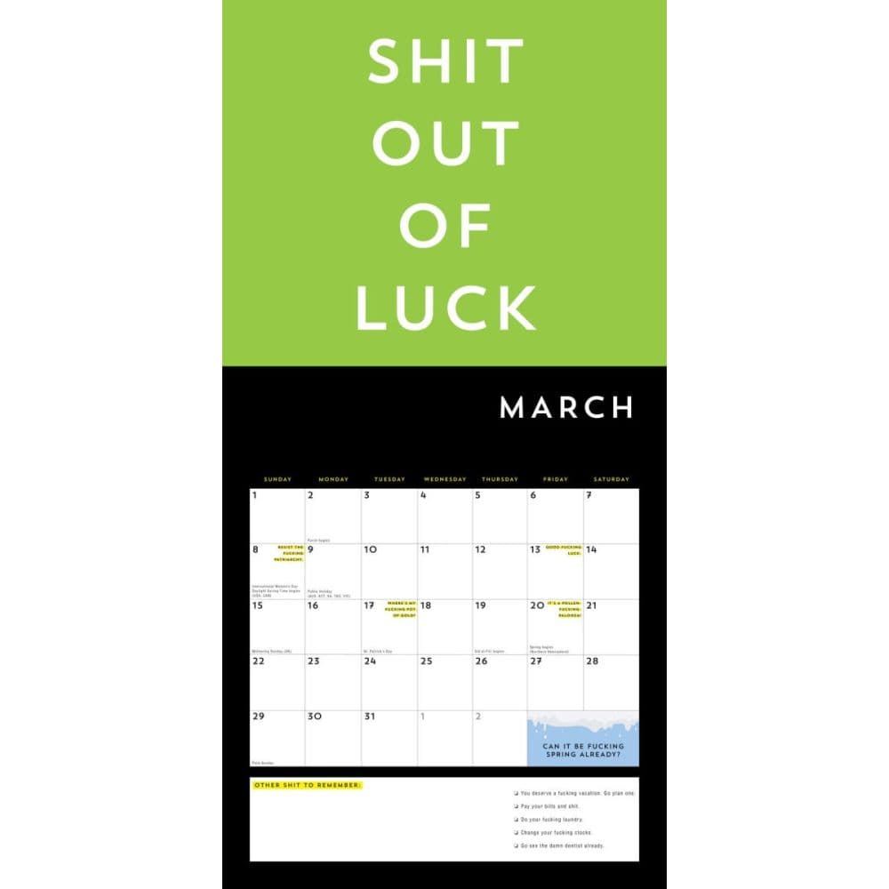 Fcking 2026 Wall Calendar Fourth Alternate Image