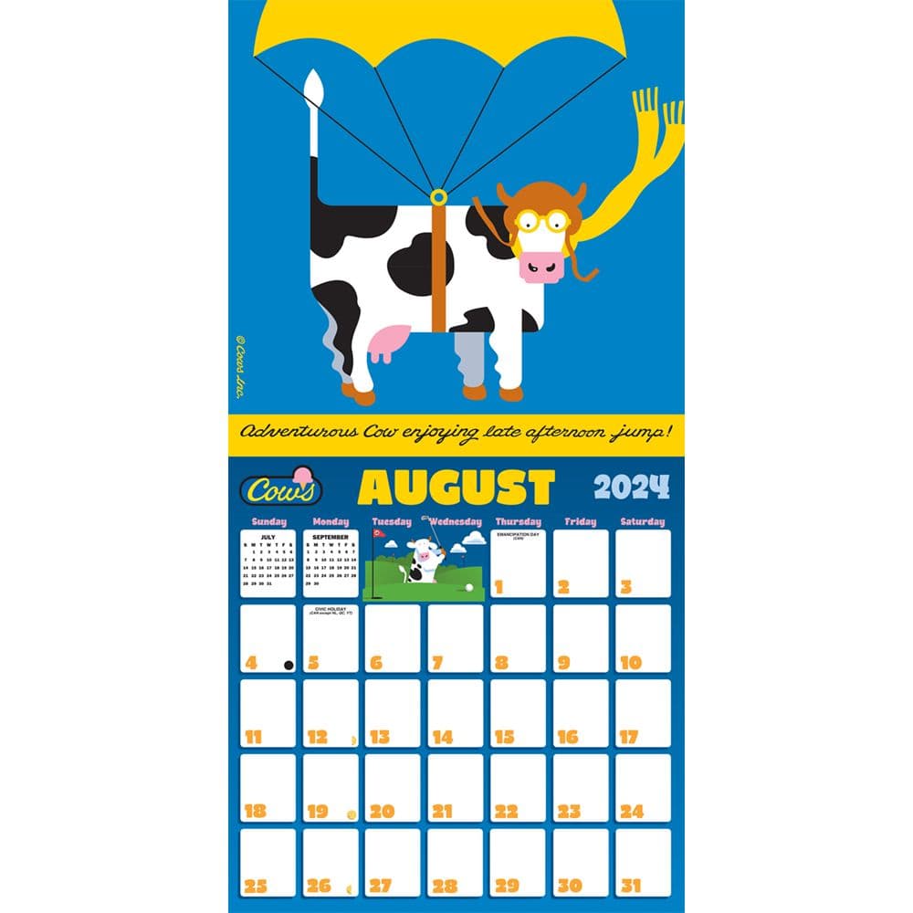 COWS Art 2024 Wall Calendar August