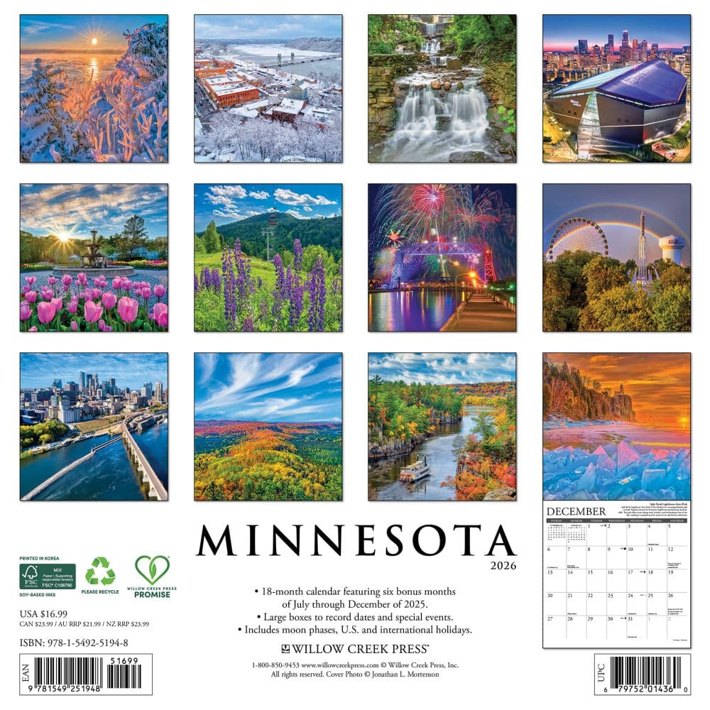 Minnesota Travel and Events 2026 Wall Calendar First Alternate Image