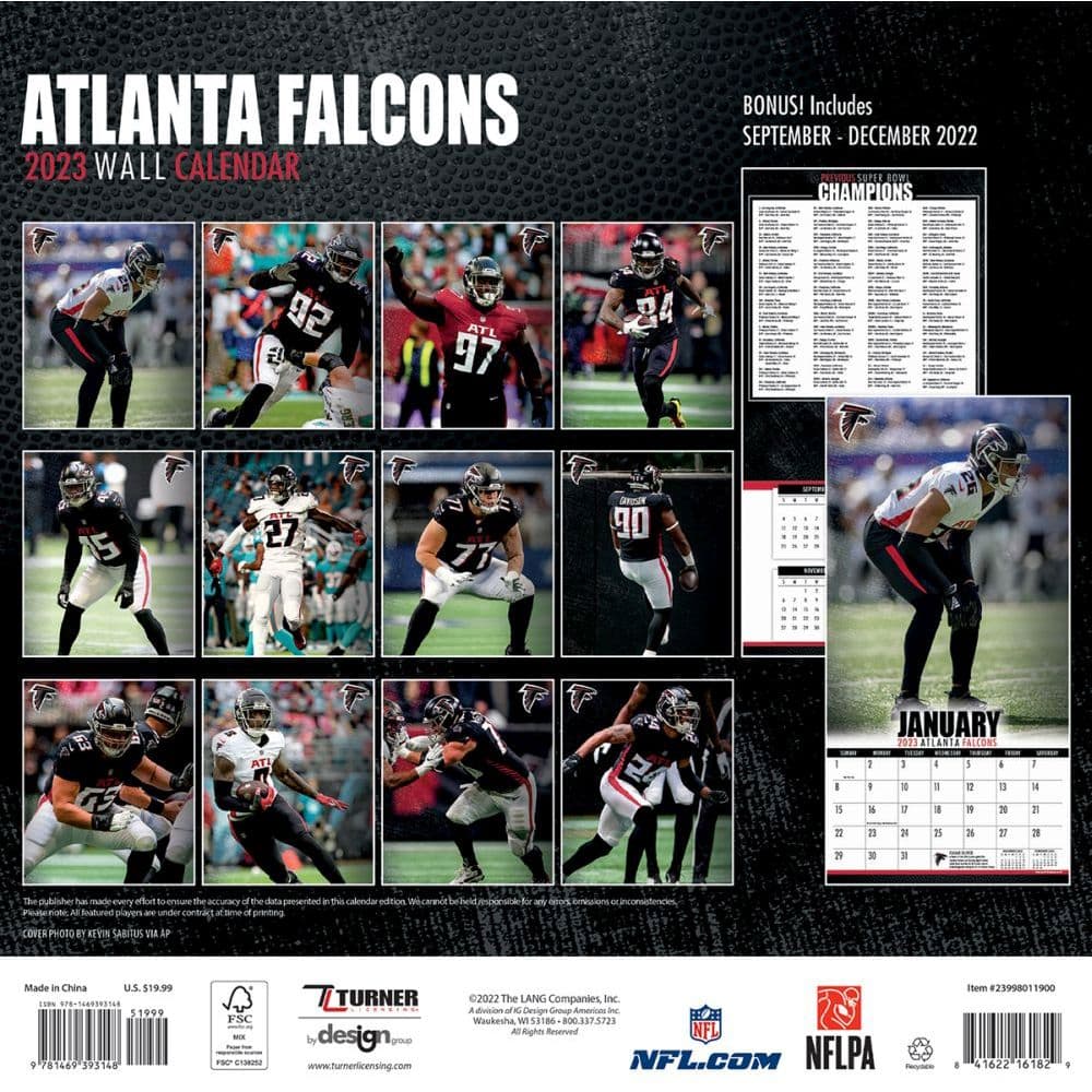 Atlanta Calendar 2023 Nfl Atlanta Falcons 2023 Wall Calendar - Calendars.com