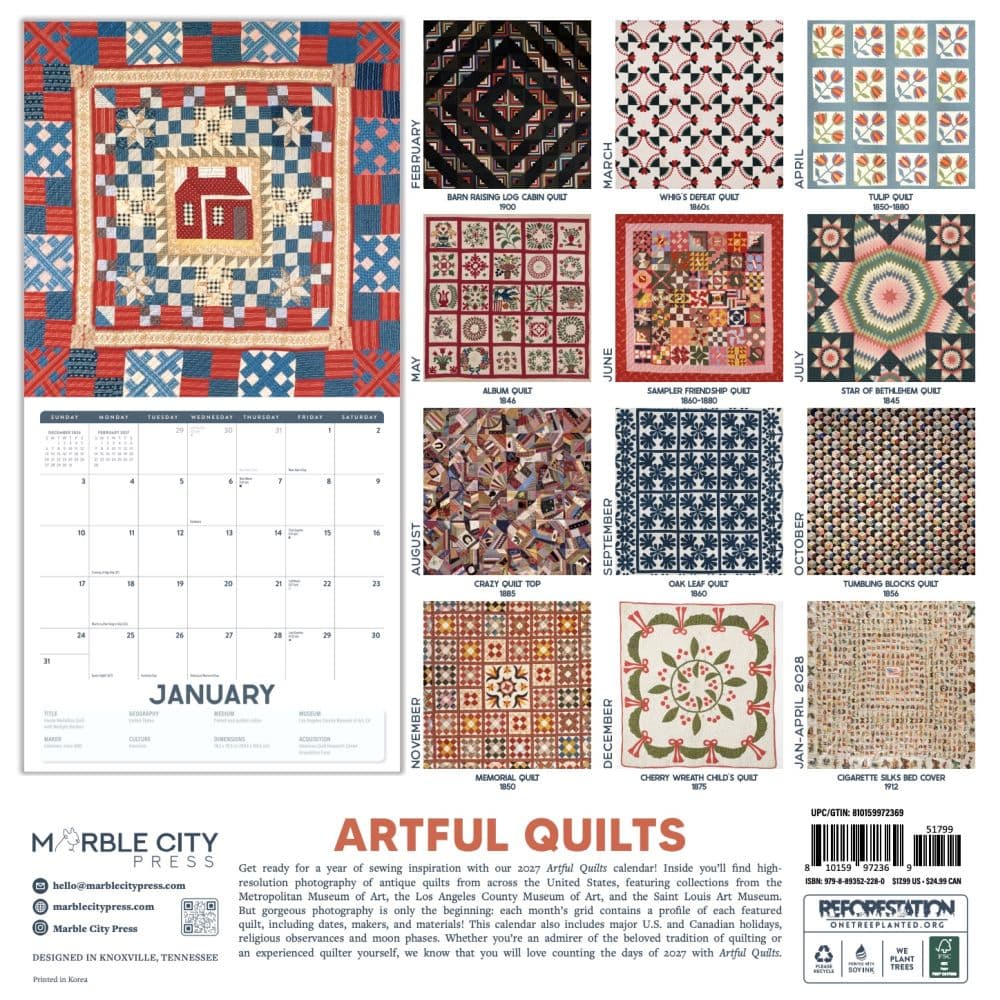 Artful Quilt 2027 Wall Calendar First Alternate Image