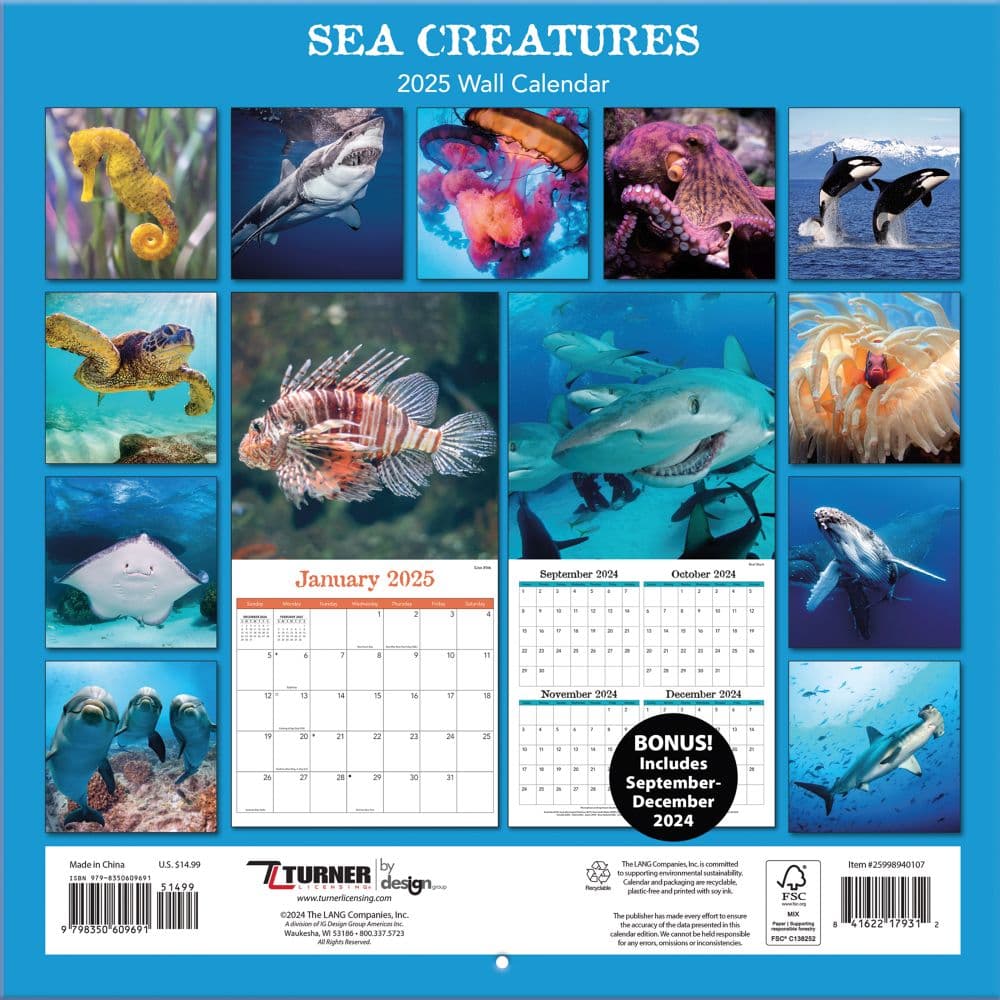 Sea Creatures 2025 Wall Calendar First Alternate Image