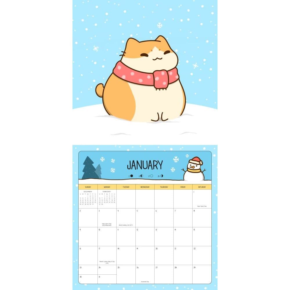 Meo's sweet House Tischkalender 2021 Erdbeeren Kuchen Katze Kalender Kawaii NEU 