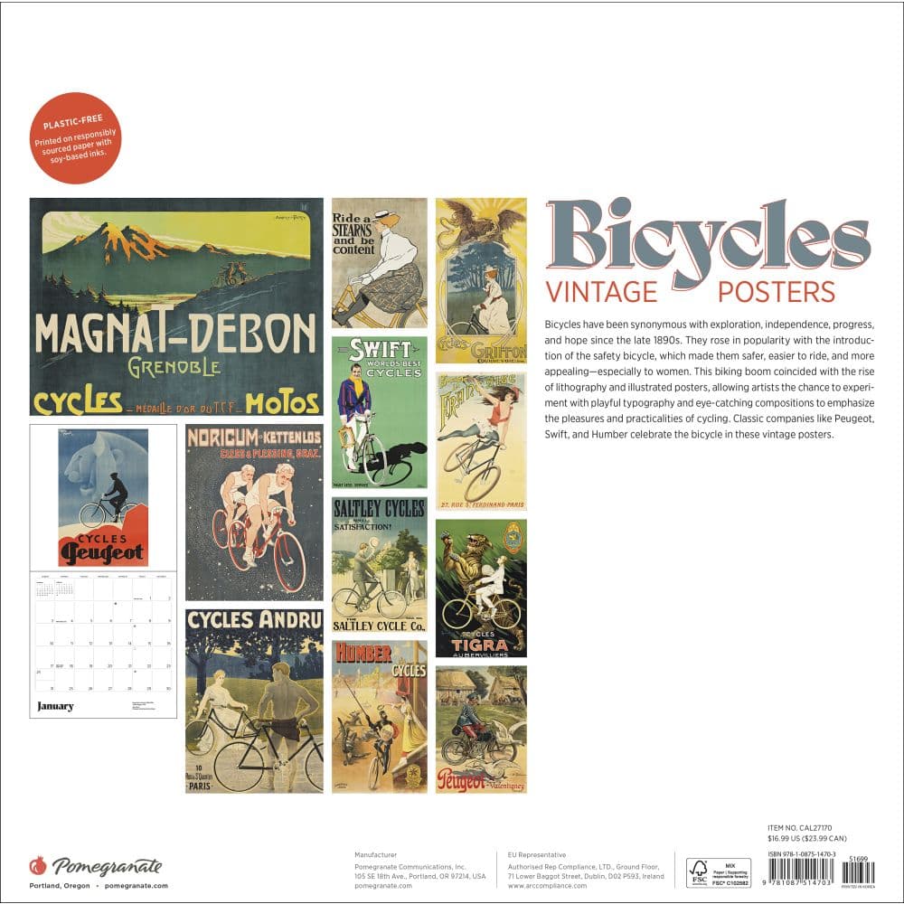 Bicycles Vintage Posters 2027 Wall Calendar First Alternate Image