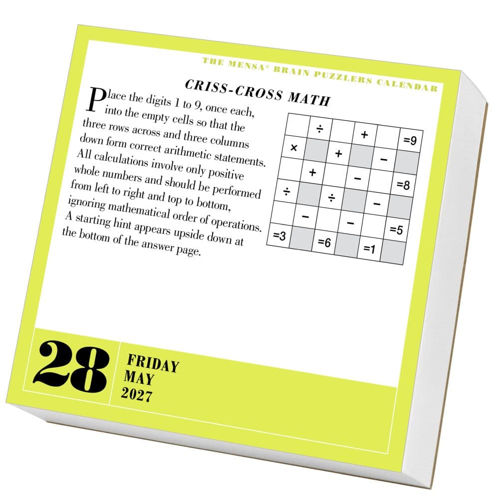 Mensa 365 Brain Puzzlers 2027 Page-A-Day Desk Calendar Second Alternate Image