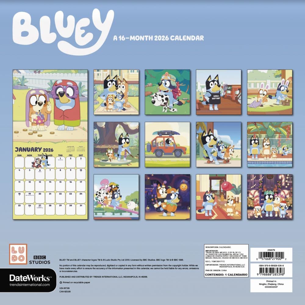 Bluey 2026 Wall Calendar First Alternate Image