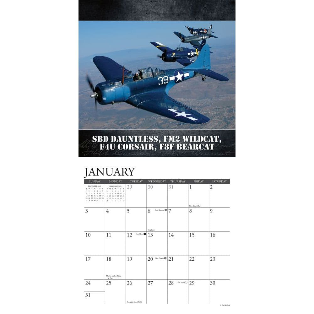 WWII Military Aircraft Mini Wall Calendar