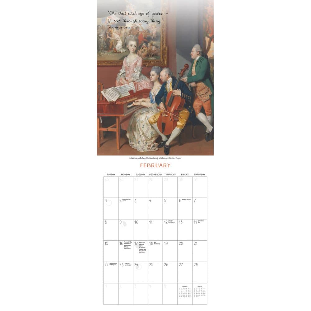 Jane Austen In her Own Words 2026 Wall Calendar Third Alternate Image