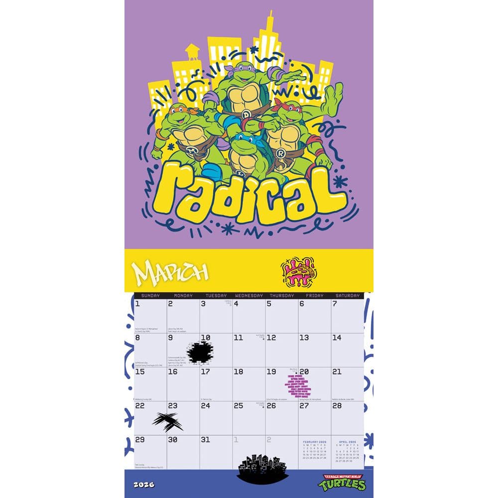 TMNT Classic 2026 Wall Calendar Second Alternate Image