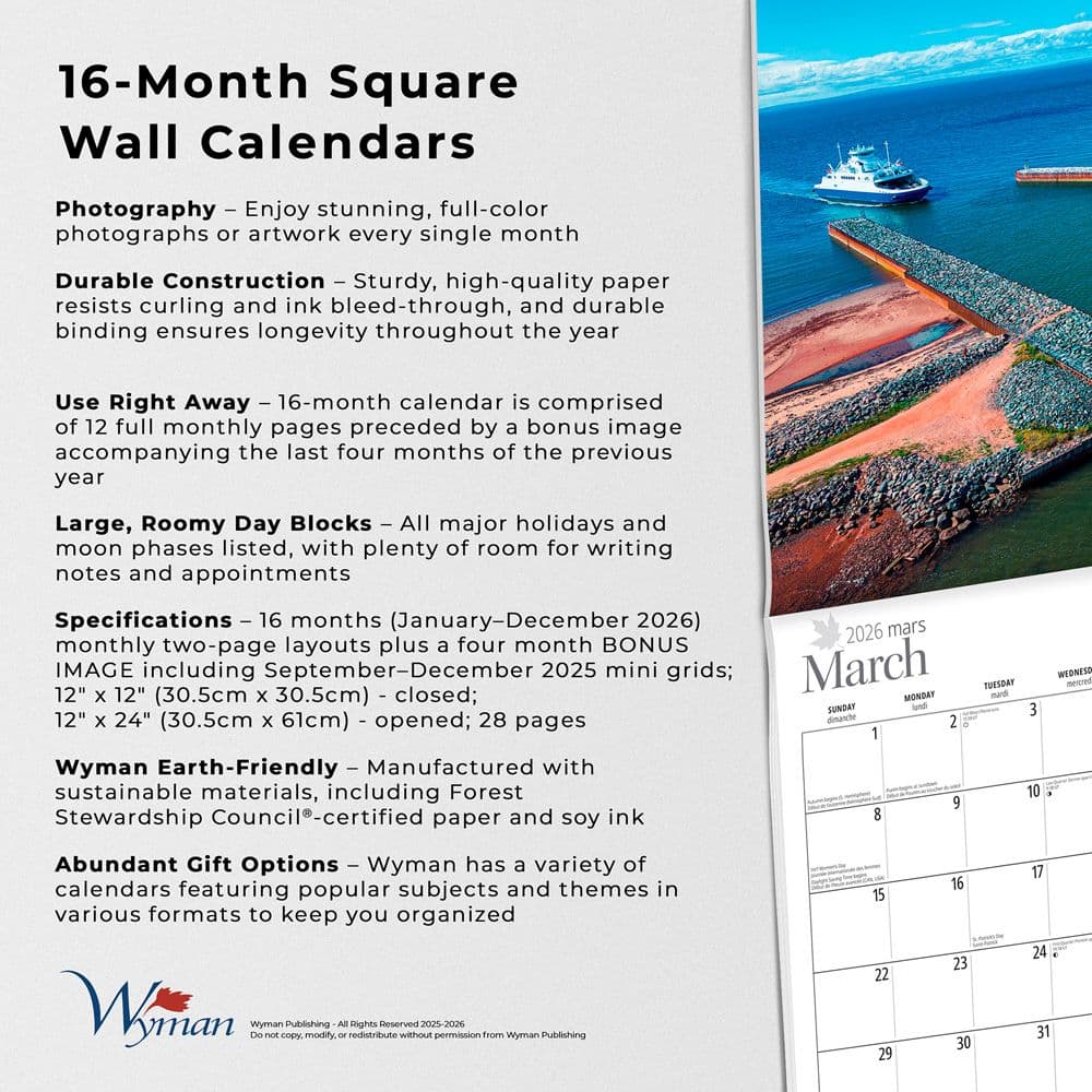Prince Edward Island 2026 Wall Calendar Fifth Alternate Image
