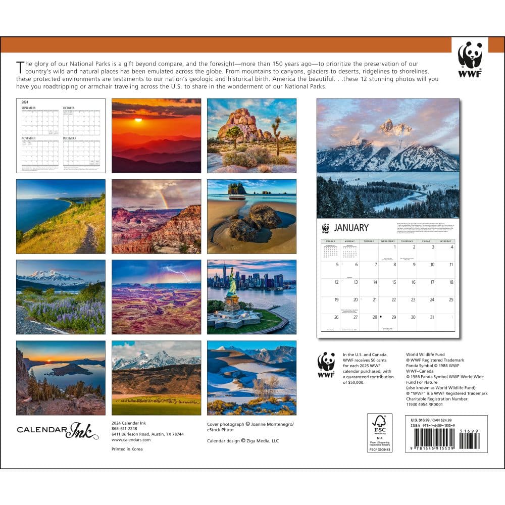 National Parks WWF 2025 Wall Calendar First Alternate Image width="1000" height="1000"