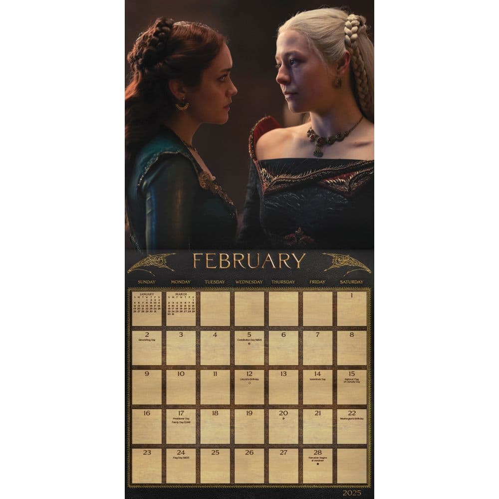 Game of Thrones House of Dragon 2025 Wall Calendar Alt3