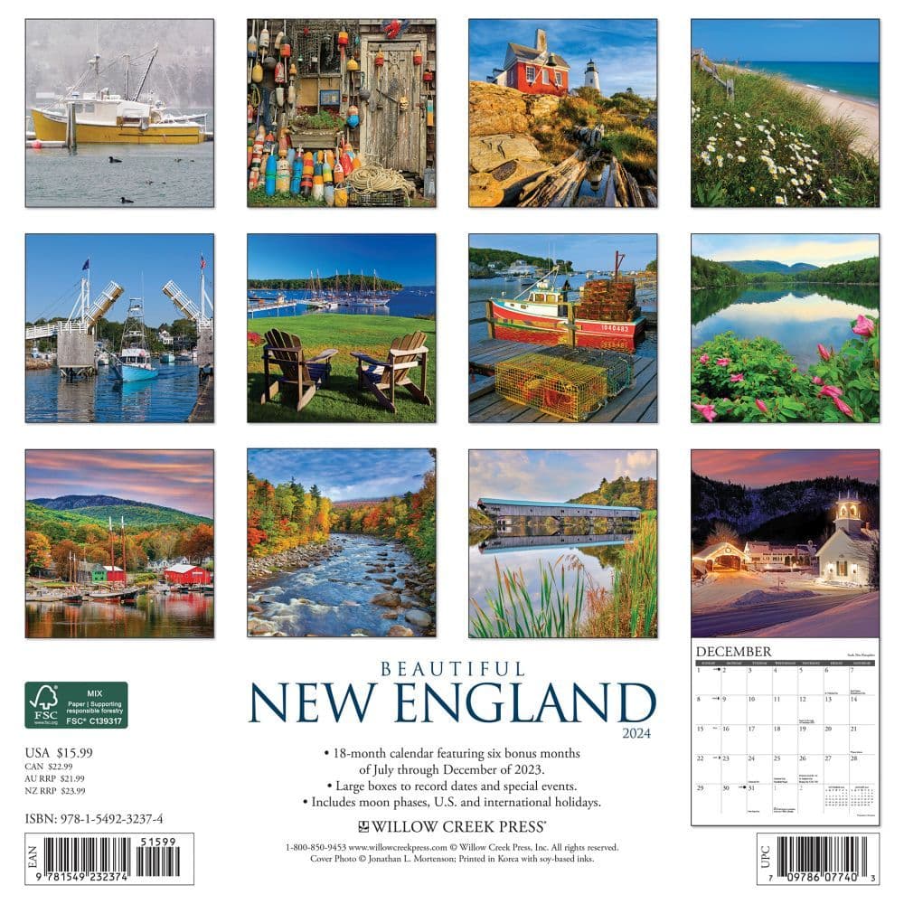 New England Beautiful 2024 Wall Calendar Alternate Image 1