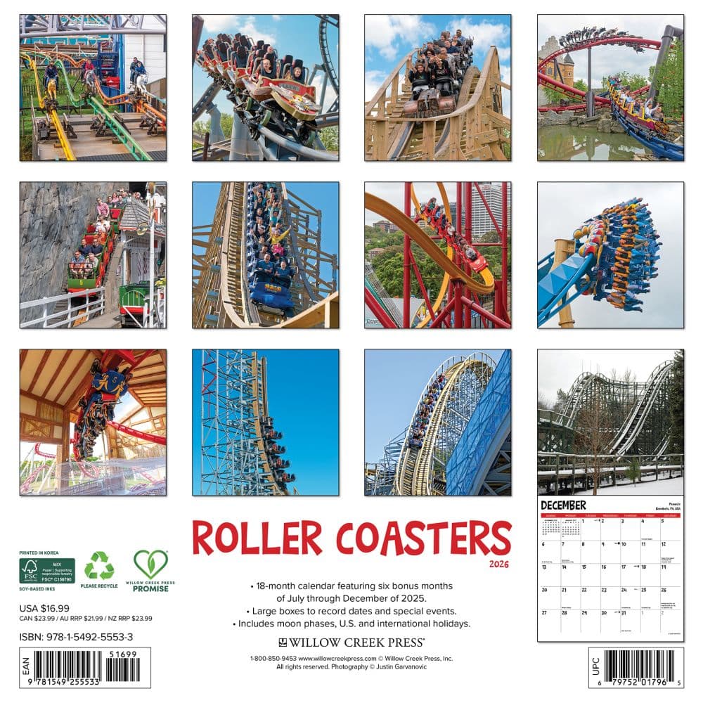 Roller Coasters 2026 Wall Calendar First Alternate Image