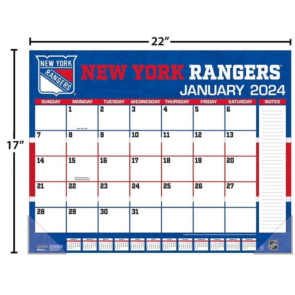 New York Rangers 2024 Calendar Dale Jacquette