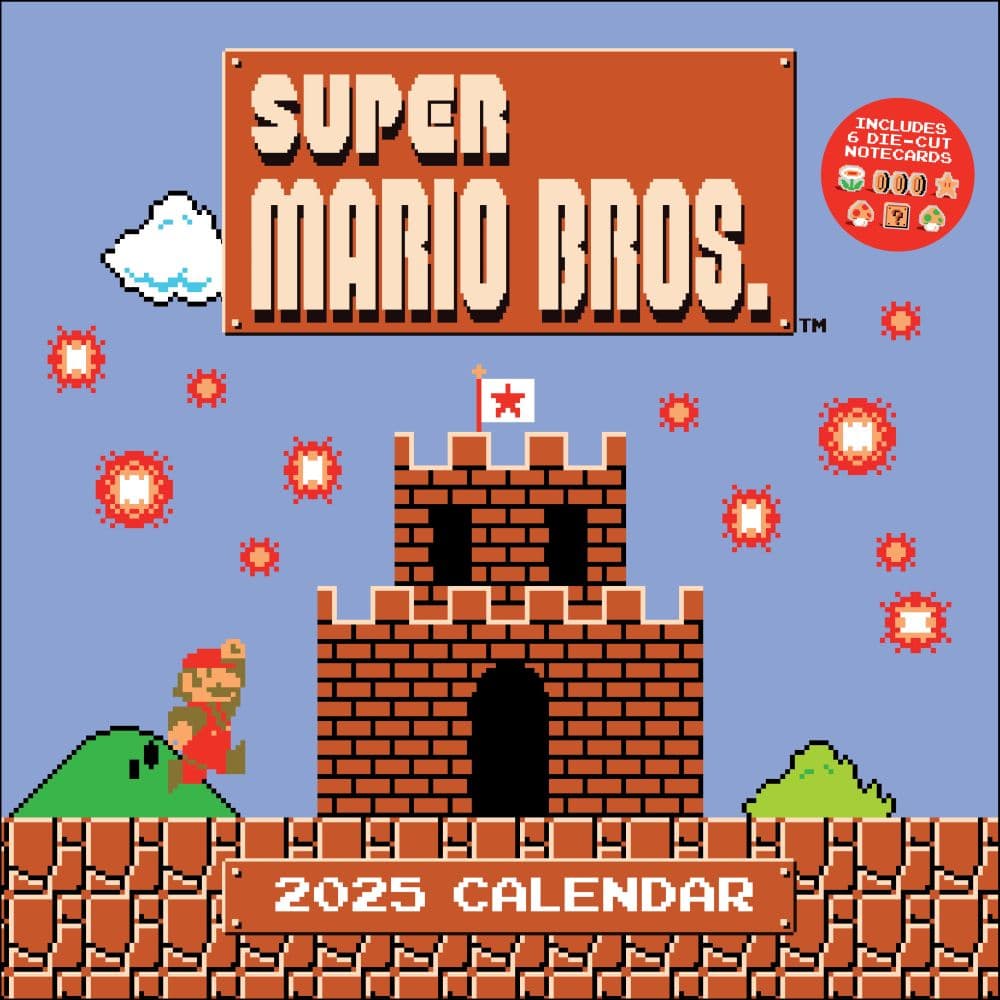 Super Mario Bros. 8-Bit Retro 2025 Wall Calendar - Calendars.com