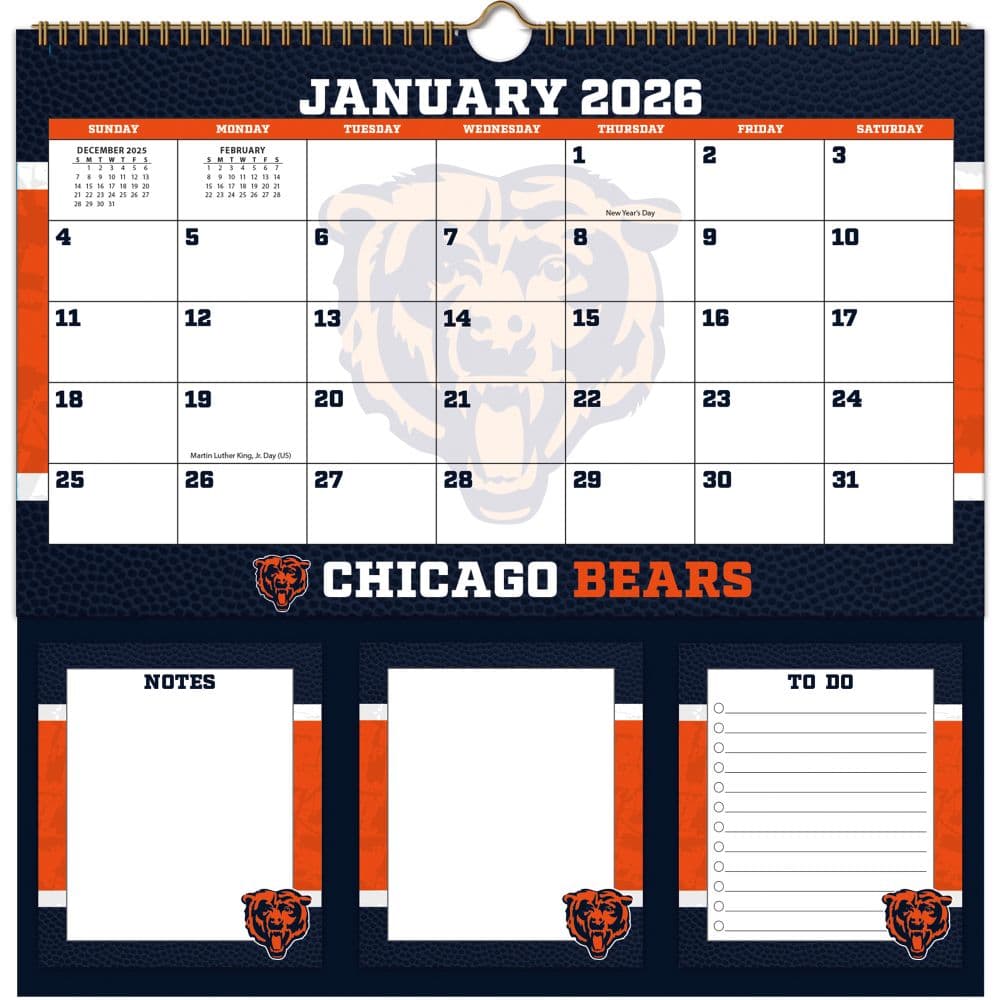 image NFL Chicago Bears 2026 Memomate Spiral Wall Calendar