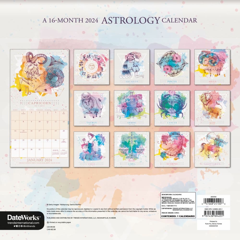 Astrology 2025 Wall Calendar