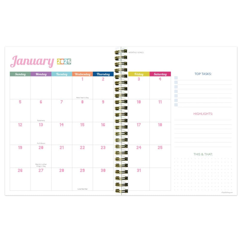 Happy Hibiscus 2025 Weekly Planner monthly view