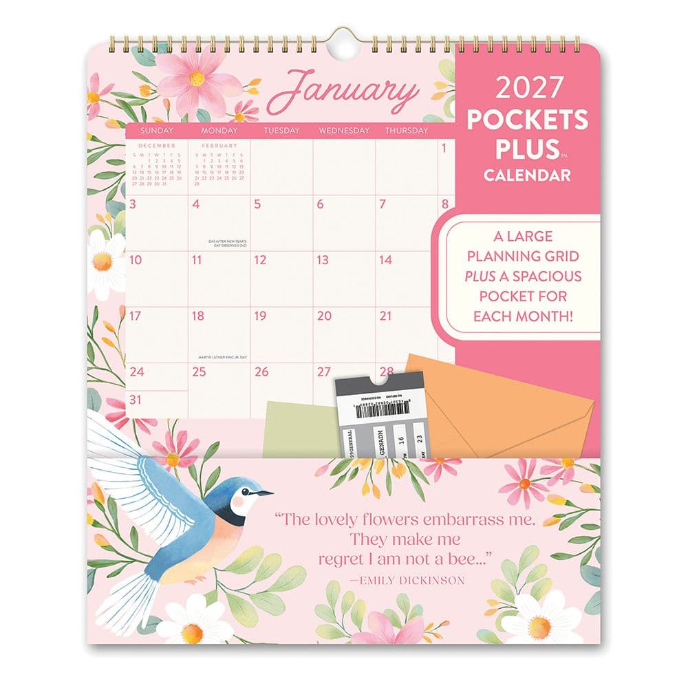 image Birds and Blooms Pockets Plus 2027 Wall Calendar Main Product Image