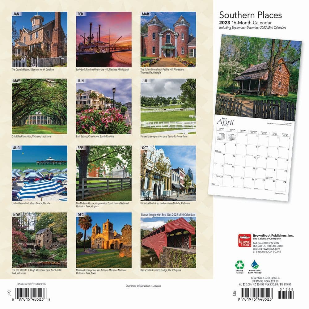 Southern Places 2023 Wall Calendar - Calendars.com
