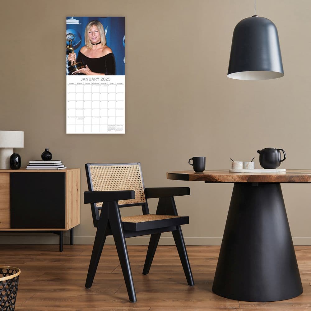 Barbra Streisand 2025 Wall Calendar on a wall