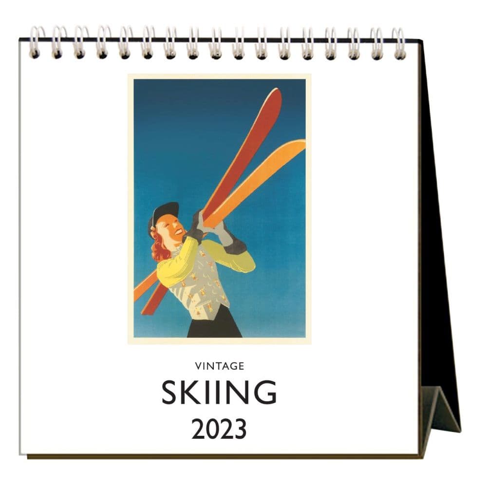 Vintage Skiing 2023 Easel Desk Calendar